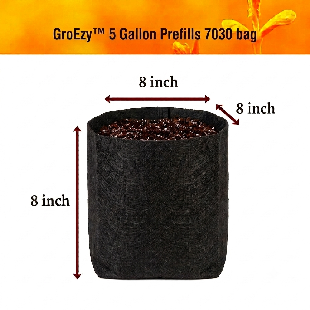 GroEzy™ 5 Gallon Prefilled w/70/30 Coco Perlite Fabric Grow Bag