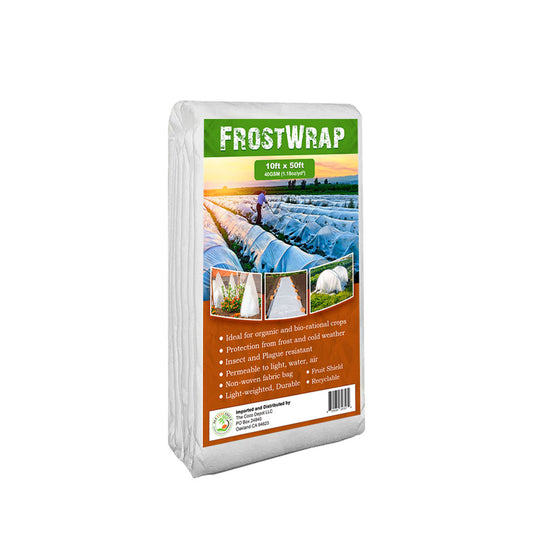 FrostWrap, Freeze and Crop Protection Plant Cover – 1.18 oz/yd2 (40 GSM) of Fabric Non-woven 10ft x 50ft Reusable Garden Floating Row Cover
