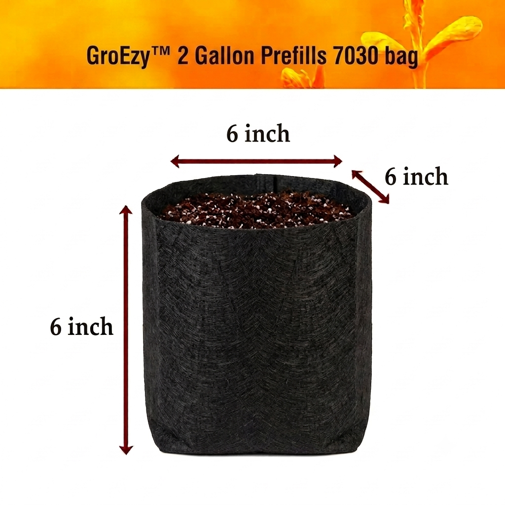 GroEzy™ 2 Gallon Prefilled 70/30 Coco Perlite Fabric Grow Bag