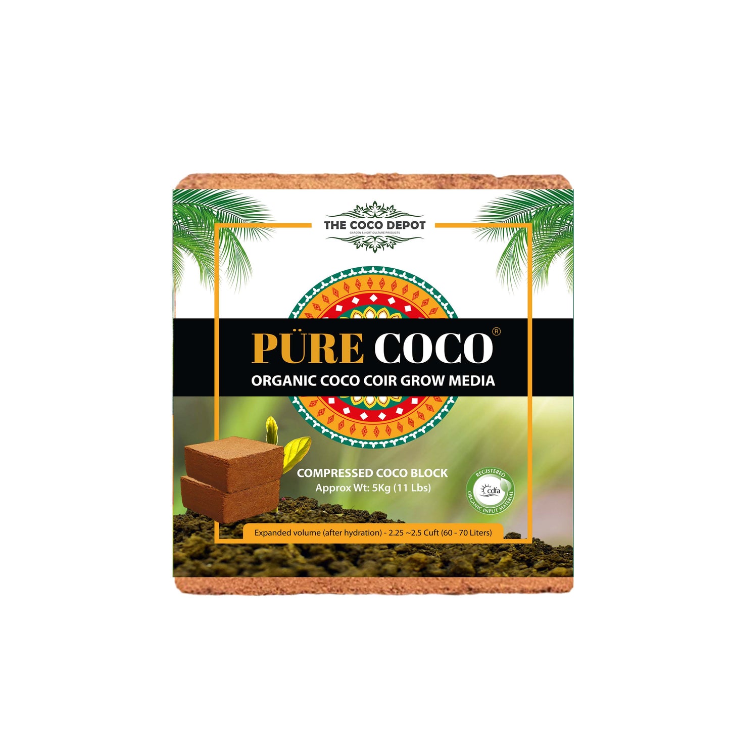 Pure Coco® Organic Coco Coir compressed 11lbs block Individually packaged