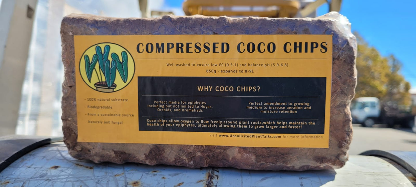 Unsolicitated coco chips - 650 grams compressed block
