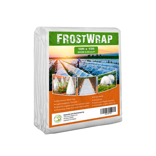 FrostWrap, Freeze and Crop Protection Plant Cover – 0.88 oz/yd2 (30 GSM) of Fabric Non-woven 10ft x 15ft Reusable Garden Floating Row Cover