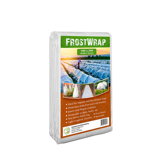 FrostWrap, Freeze and Crop Protection Plant Cover – 1.18 oz/yd2 (40 GSM) of Fabric Non-woven 10ft x 25ft Reusable Garden Floating Row Cover