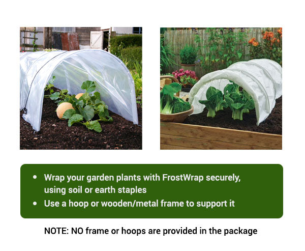 FrostWrap, Freeze and Crop Protection Plant Cover – 1.18 oz/yd2 (40 GSM) of Fabric Non-woven 10ft x 15ft Reusable Garden Floating Row Cover